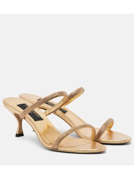 Papuci tip mules Dolce&gabbana din satin de cristal auriu