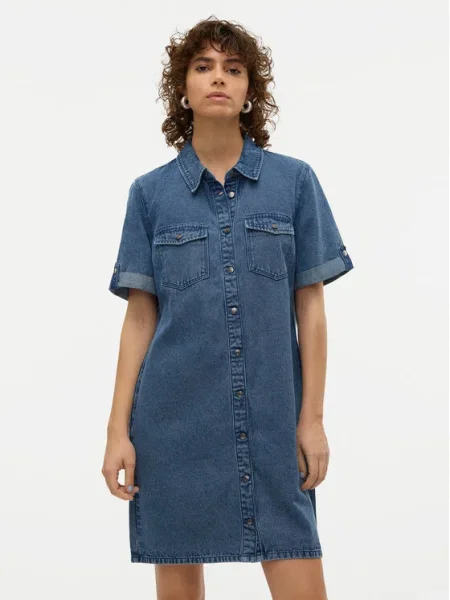 VERO MODA Košeľové šaty Jennie denim modrá