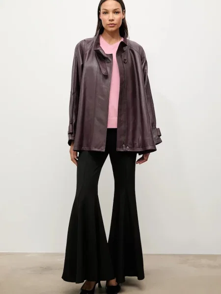 Answear.LAB kurtka skórzana bordowy