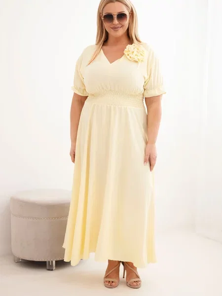 Rochie Kesi Włoski cu decolteu în V galben