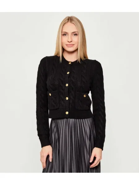 POLO RALPH LAUREN De lână cardigan Cable | Cropped Fit cu adaos de cașmir negru