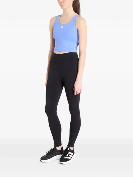 Csíkos kötött galléros póló Adidas fekete