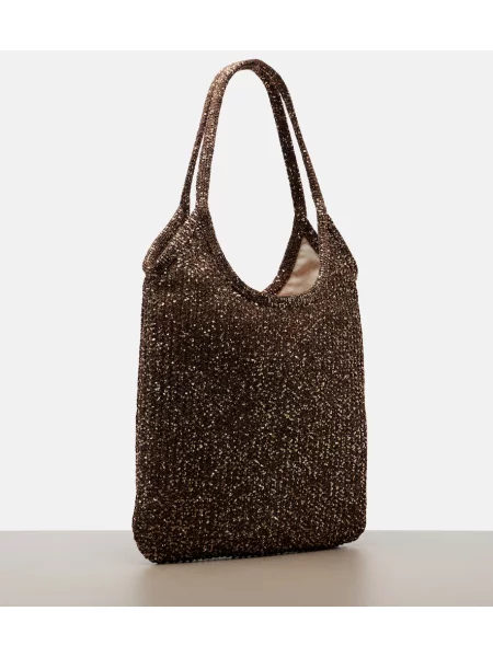 Geantă shopper Miu Miu plasă maro