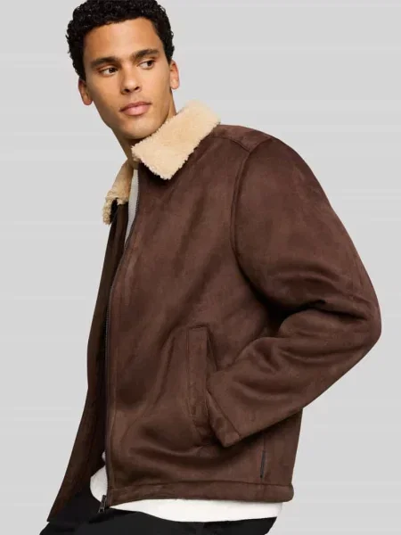 Kurtka ze skóry ekologicznej z kołnierzem typu teddy Tom Tailor Denim