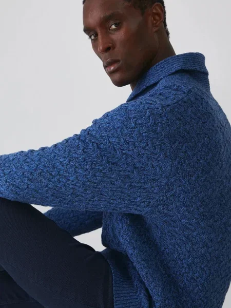 Пуловер Medicine от топла материя с ниско поло синьо