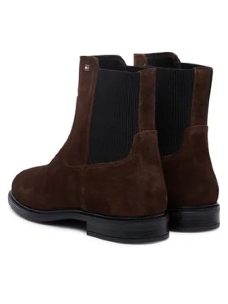 Tommy Hilfiger Gležnjarji Chelsea Enamel Flag Suede Ankle Chelsea rjava