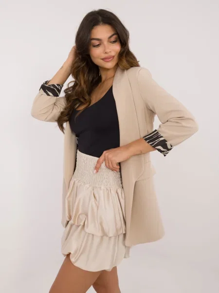 Fustă Fashionhunters cu volane bej