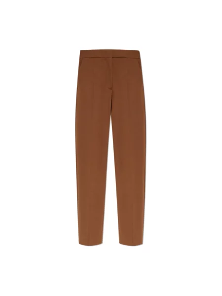 Lniane spodnie Max Mara brązowe