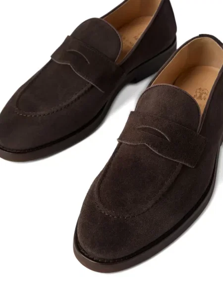 Pantofi loafer Brunello Cucinelli din piele de căprioară maro