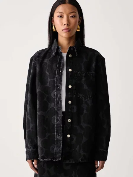 Marimekko cămașă pentru femei din denim negru