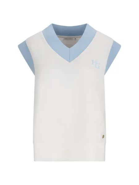 Top House Of Gravity cu broderie alb