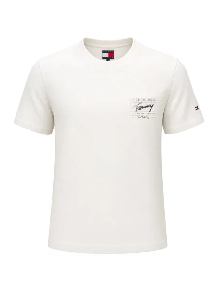 Tommy Jeans Tricou SIGN FLAG' alb