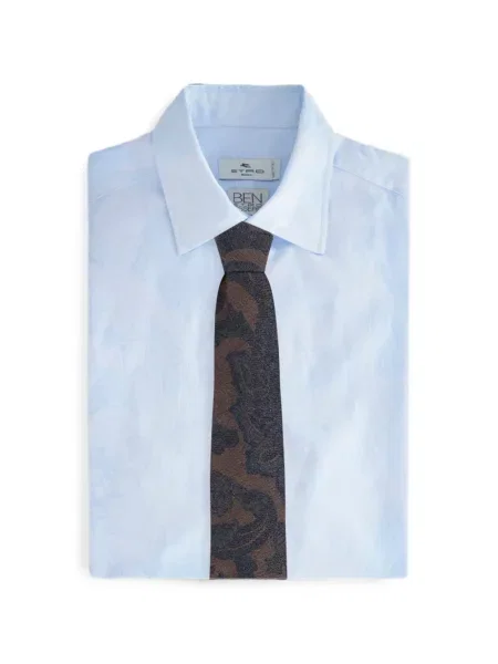 Cravată Etro cu model floral din jacard maro