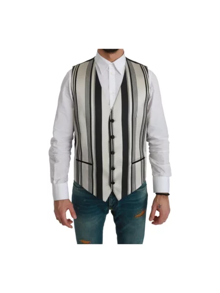 Wielobarwność kamizelka garniturowa Dolce And Gabbana biznesowa biała