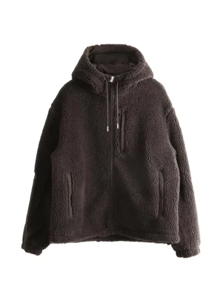 Geacă Canada Goose din fleece cu glugă maro