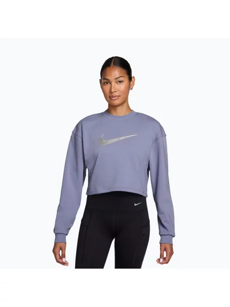 Кофта для тренувань Nike Pro Dri-Fit Crew Neck iron purple/metallic silver/white білий