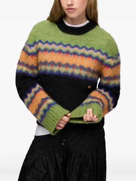 Pulover Ganni din lână alpaca verde