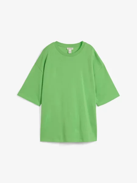 Długi T-shirt z dzianiny interlock zielona