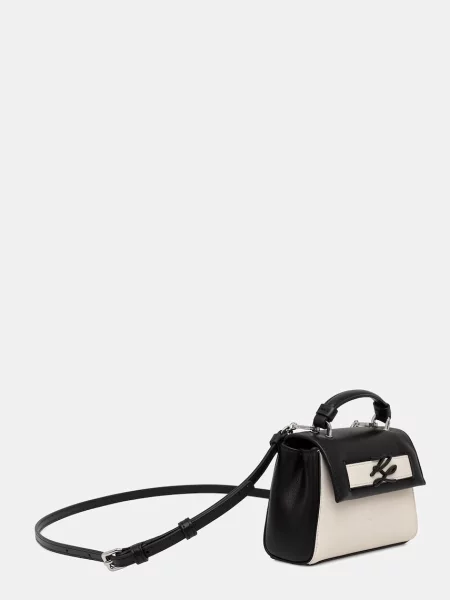 Geanta crossbody Karl Lagerfeld din piele cu autograf negru