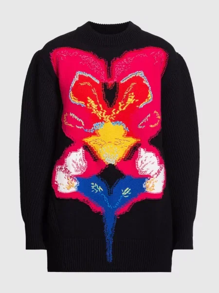 Светр Orchid Intarsia з вовни Alexander Mcqueen чорний
