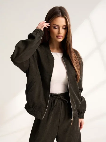 Бомбер ISSA Plus вельвет хакі