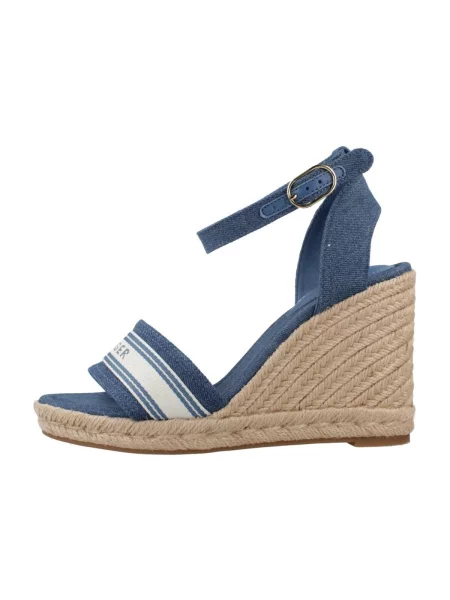 Espadrile Tommy Hilfiger High Wedge Espad Webbing albastru