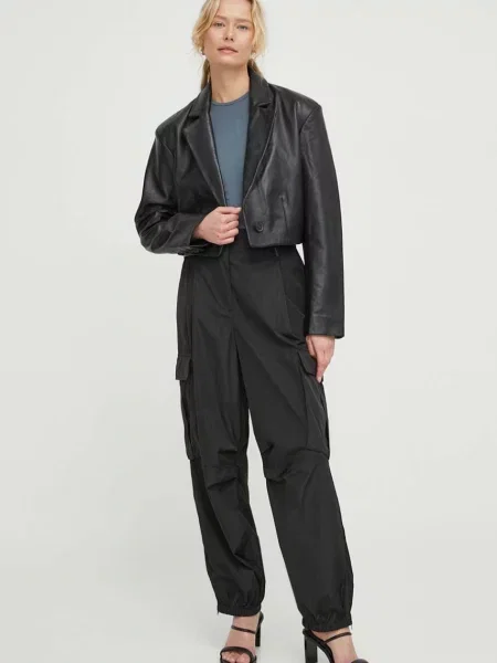 Usnjen suknjič Won Hundred črna