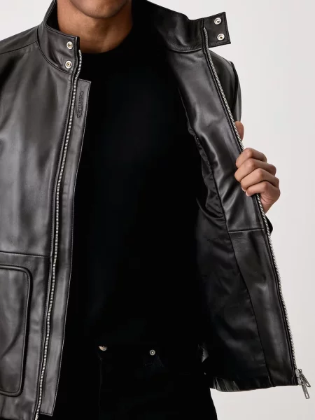 Calvin Klein férfi bőr kabát fekete