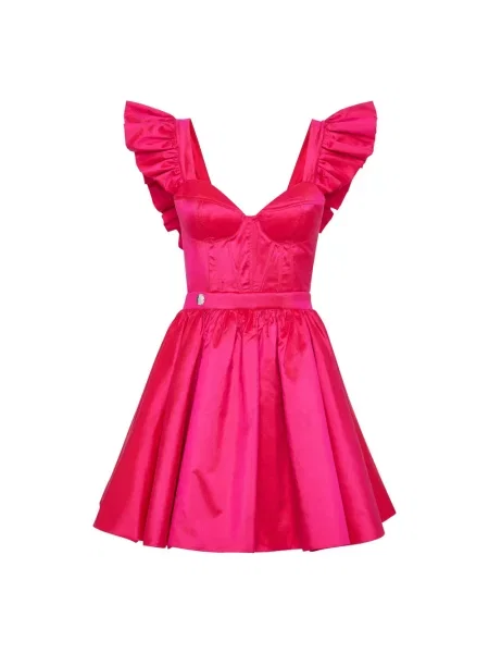 Jedwabna mała sukienka mini Philipp Plein garniturowa różowa