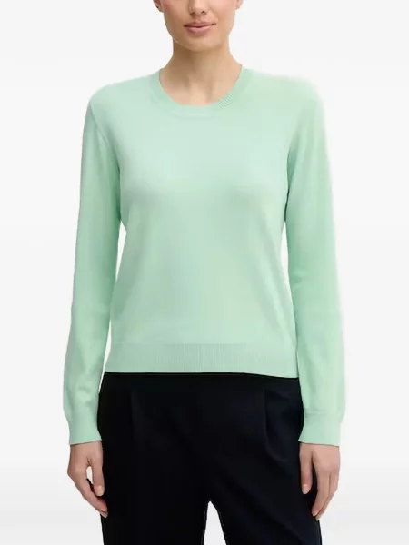 Pulover Benetton cu decolteu rotund verde