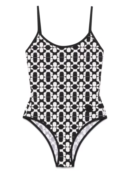 Costum de baie Moncler cu imagine cu imprimeu geometric negru