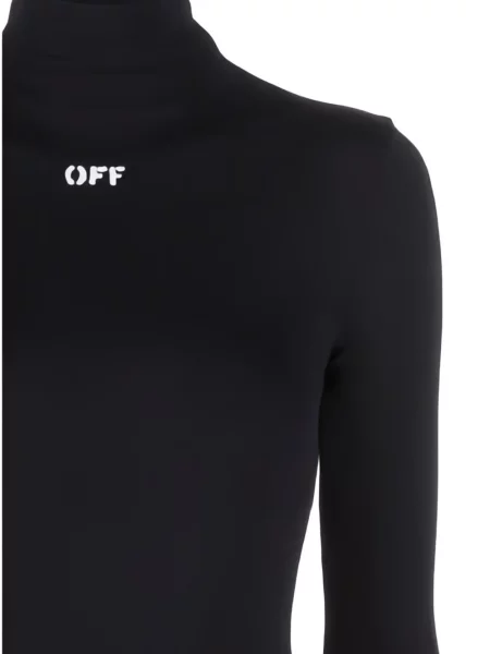 Lung top Off-white cu autograf alb