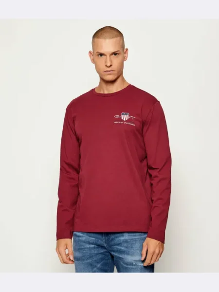Tricou mânecă lungă Gant bordo