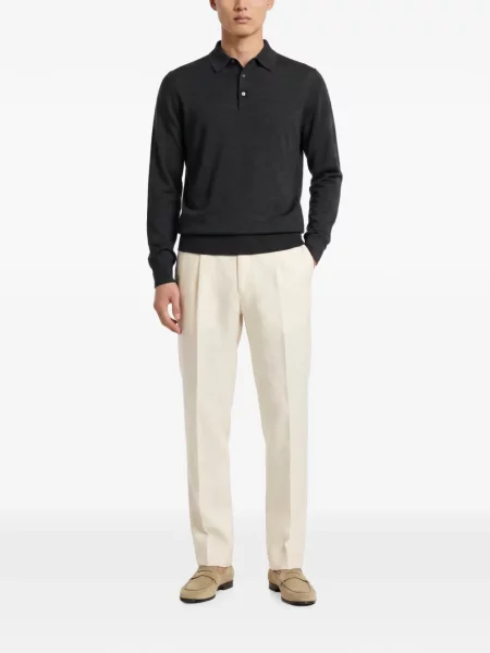 Lung tricou polo Kiton gri