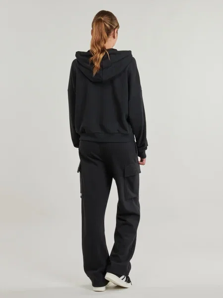 Hanorac cu glugă Adidas din material terry negru