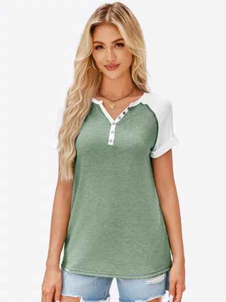 Imily Bela Tricou verde pastel alb