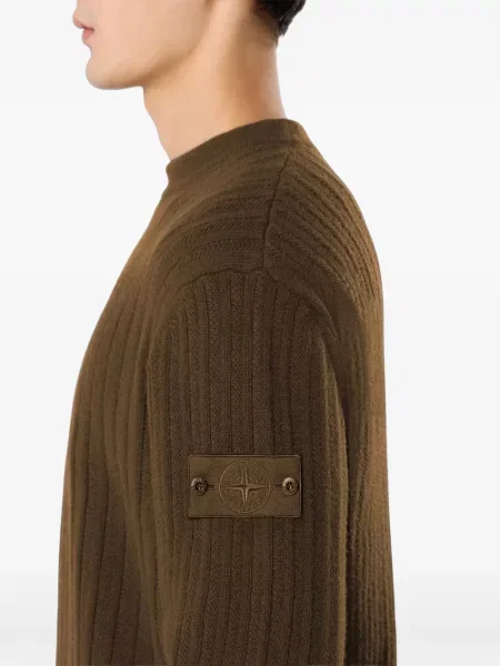Вълнен пуловер Stone Island камъни зелено