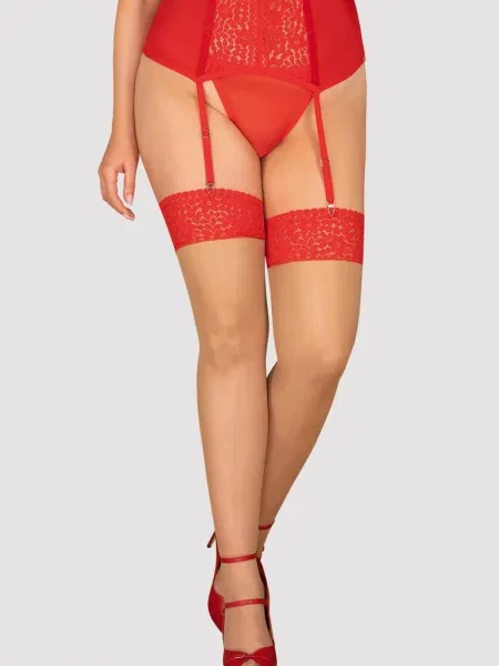 Чулки под с кружевной коронкой Чулки_Obsessive_Blossmina червоні
