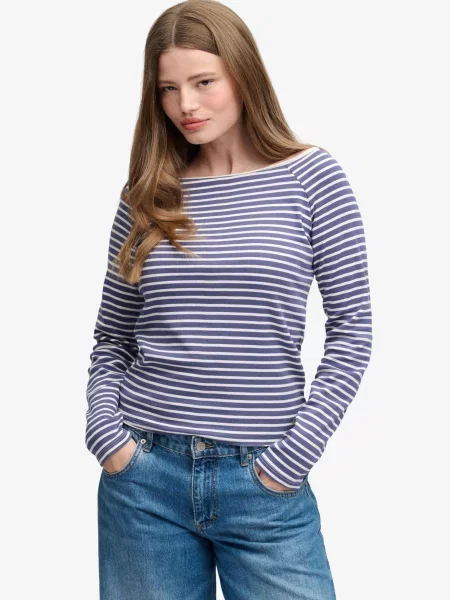 Superdry & Co Tricou Bardot safir alb