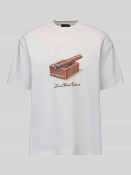 T-shirt o kroju regular fit z czystej bawełny model NOMI' Don't Waste Culture biała