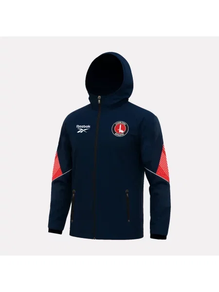 Reebok Kurtka przeciwdeszczowa Charlton Athletic dla mężczyzn male Red/Navy Size: S czerwona