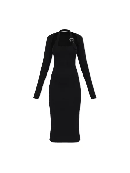 Sukienka jeansowa Versace Jeans Couture prążkowana czarna