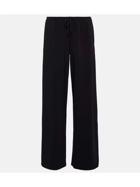 Pantaloni The Row cu talie joasă din jerseu negru