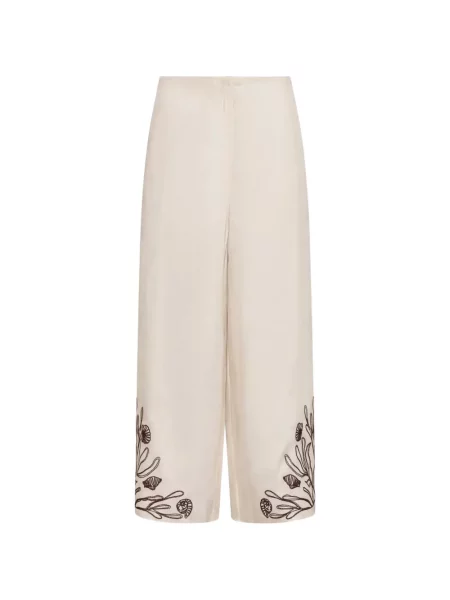 Pantaloni Marella cu broderie de in