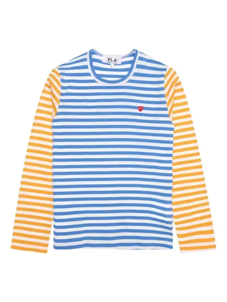 Tricou Comme Des Garcons Play cu dungi lung albastru