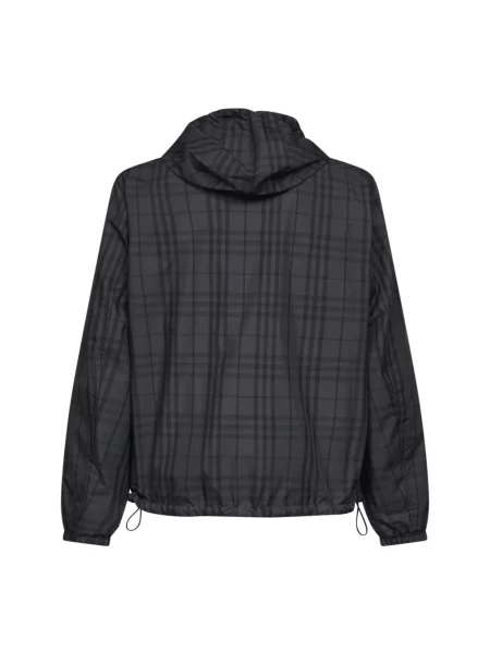 Kurtka Burberry w kratę z kapturem szara
