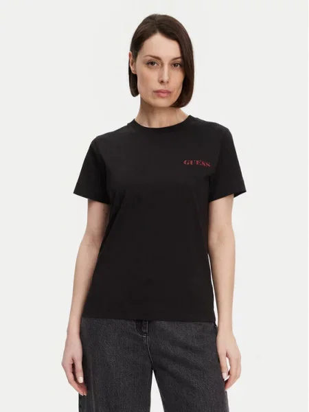 Guess T-Shirt Regular Fit μαύρο