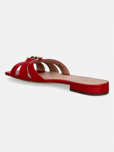 Kožené pantofle Lauren Ralph Lauren Blaike Slide červené