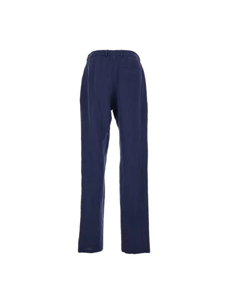 Lniane spodnie Emporio Armani niebieskie