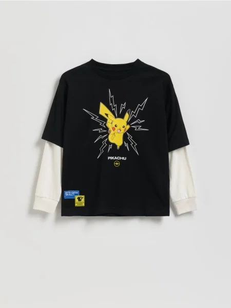 Reserved Tricou cu mânecă lungă Pokémon negru
